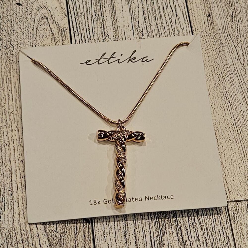 Ettika Women's 18K Gold-plated & Cubic Zirconia Initial T Pendant Necklace